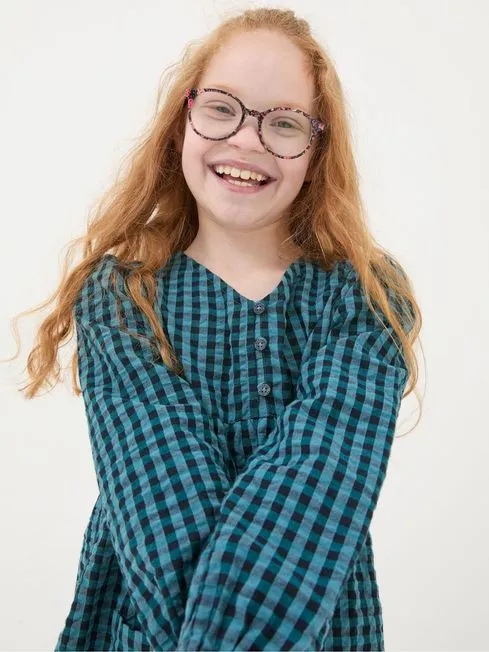 Girls Fatface Dresses Polly Blue Gingham Dress