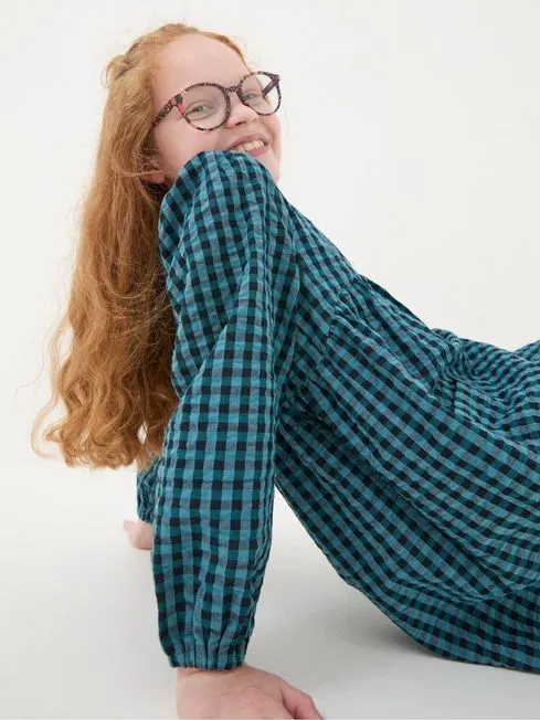 Girls Fatface Dresses Polly Blue Gingham Dress