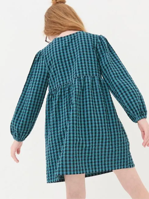 Girls Fatface Dresses Polly Blue Gingham Dress
