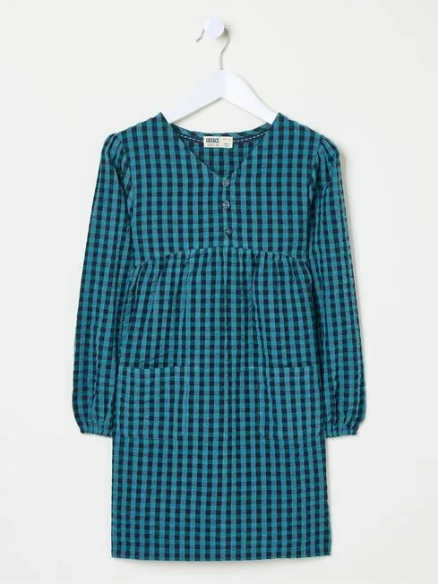 Girls Fatface Dresses Polly Blue Gingham Dress