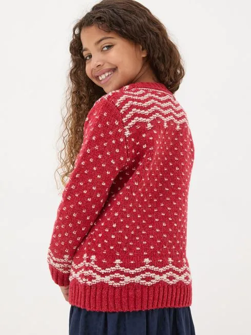 Girls Fatface Sweaters and Cardigans Red Snowflake Jumper Girls Fatface Sweaters and Cardigans Red Snowflake Jumper