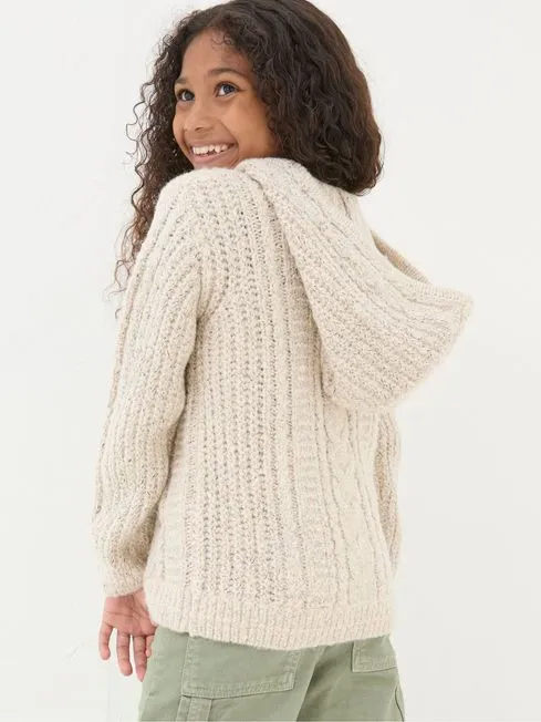 Girls Fatface Sweatshirts and Hoodies Alicia Cream Knit Hoodie
