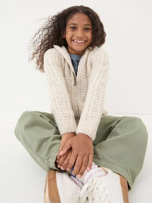 Girls Fatface Sweatshirts and Hoodies Alicia Cream Knit Hoodie