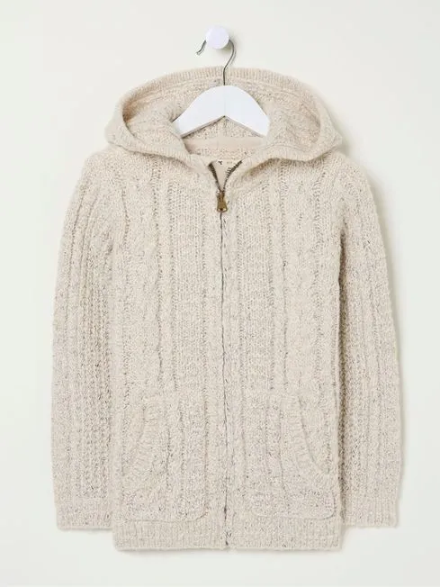 Girls Fatface Sweatshirts and Hoodies Alicia Cream Knit Hoodie