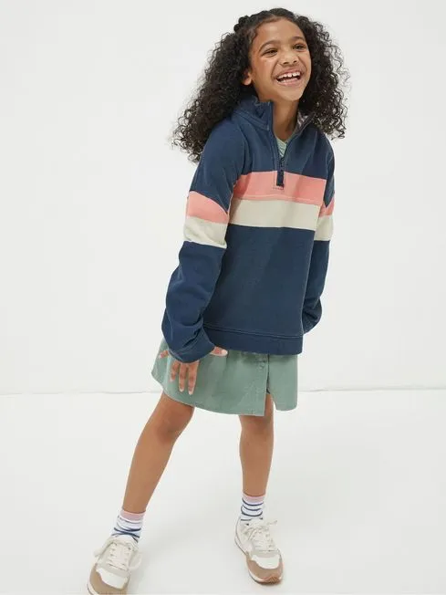 Girls Fatface Sweatshirts and Hoodies Blue Colourblock Boxy Airlie Sweat Top