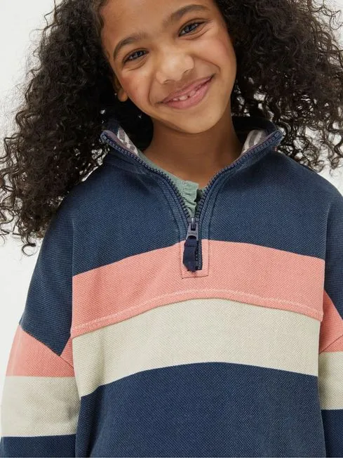 Girls Fatface Sweatshirts and Hoodies Blue Colourblock Boxy Airlie Sweat Top