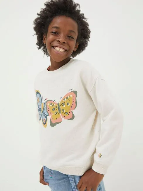 Girls Fatface Sweatshirts and Hoodies Natural Butterfly Crew Sweatshirt Girls Fatface Sweatshirts and Hoodies Natural Butterfly Crew Sweatshirt