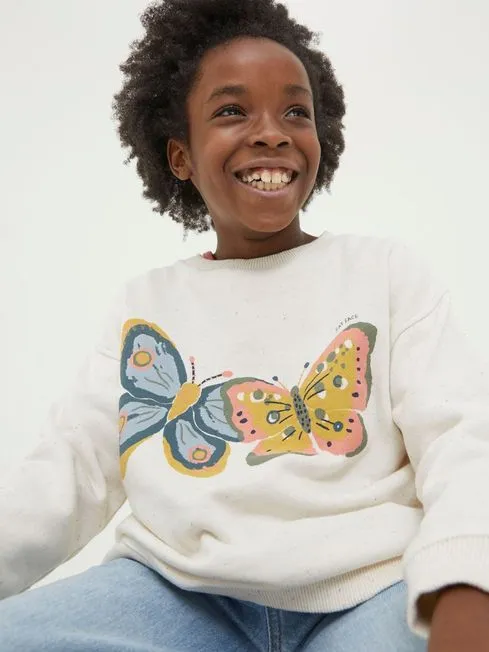 Girls Fatface Sweatshirts and Hoodies Natural Butterfly Crew Sweatshirt Girls Fatface Sweatshirts and Hoodies Natural Butterfly Crew Sweatshirt