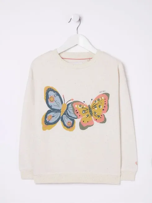 Girls Fatface Sweatshirts and Hoodies Natural Butterfly Crew Sweatshirt Girls Fatface Sweatshirts and Hoodies Natural Butterfly Crew Sweatshirt
