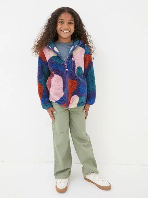 Girls Fatface Sweatshirts and Hoodies Purple Abstract Zip Through Fleece
