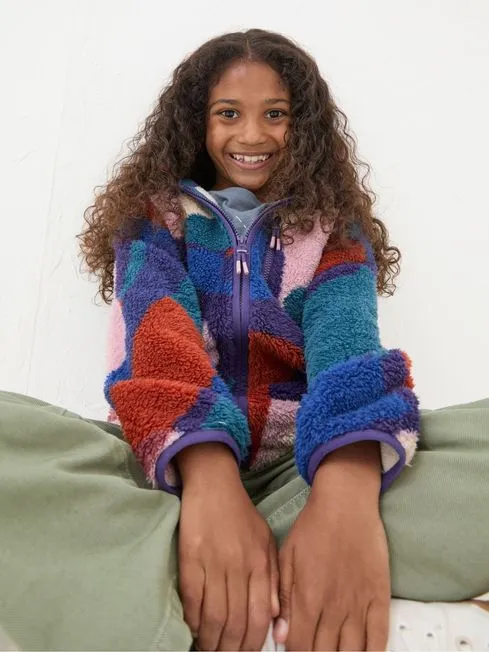Girls Fatface Sweatshirts and Hoodies Purple Abstract Zip Through Fleece