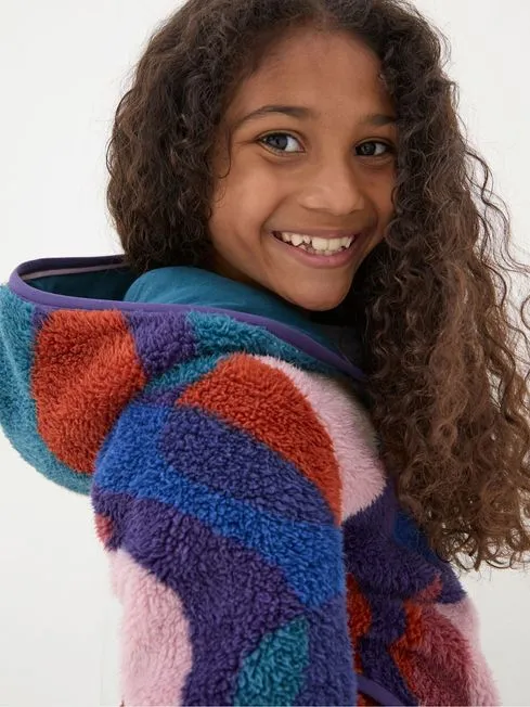 Girls Fatface Sweatshirts and Hoodies Purple Abstract Zip Through Fleece