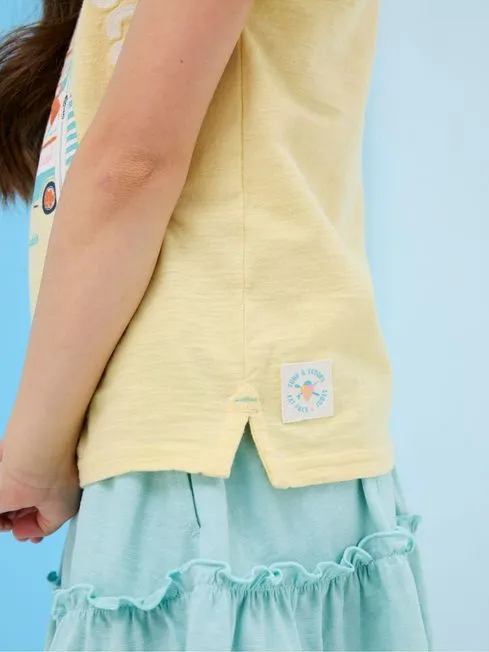 Girls Fatface Tops and TShirts Judes Yellow Ice Cream TShirt