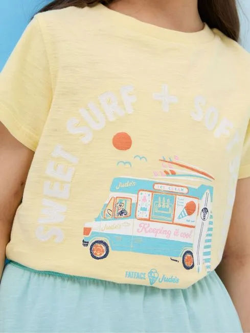 Girls Fatface Tops and TShirts Judes Yellow Ice Cream TShirt