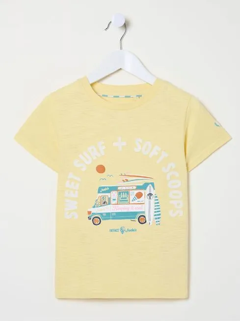 Girls Fatface Tops and TShirts Judes Yellow Ice Cream TShirt