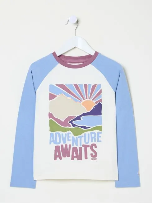 Girls Fatface Tops and TShirts White Colourblock Graphic TShirt