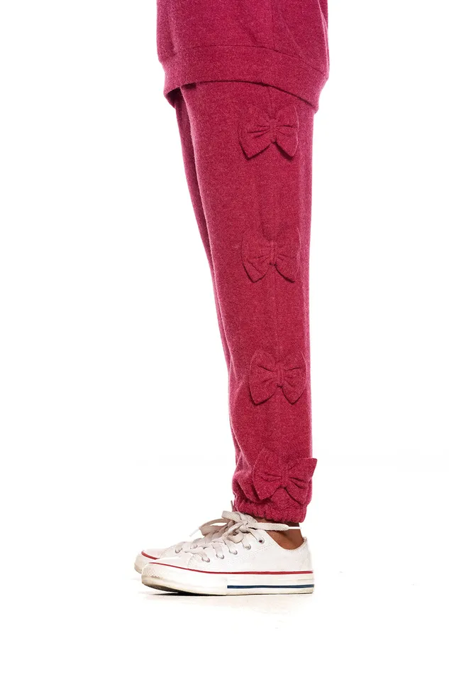 Girls rPET Bliss Knit Bow Detail Easy Joggers Bottoms Chaser Brand