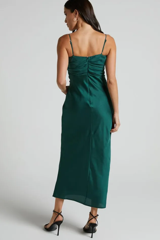 Glynn Midi Dress 8211 Ruched Sweetheart Bodice Dress In Forest Green Women Showpo Dresses