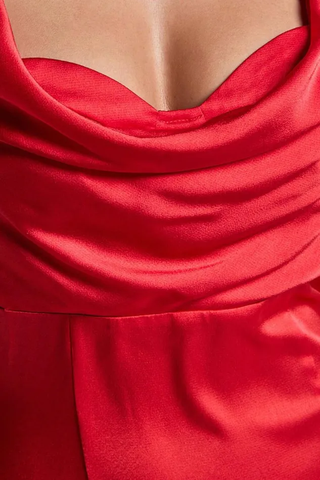 Grace Maxi Dress 8211 Cowl Neck Satin Slip Dress In Coral Red Women Showpo Dresses