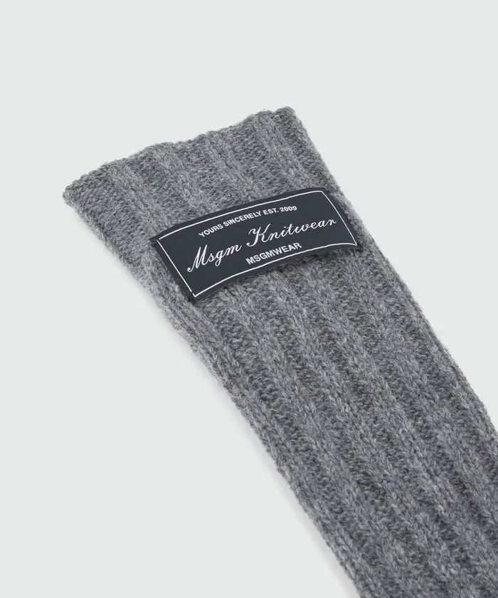 Grey Blue Ribbed Woolen Gloves Women MSGM Hats Scarves And Gloves
