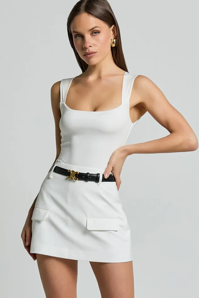 Haidy Skort 8211 Mid Waisted Tailored Mini Skort In White Women Showpo Shorts