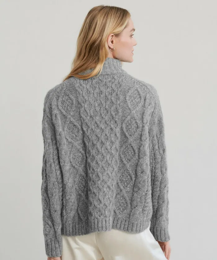 HalfZips Women Jenni Kayne Cable Half Zip Heather Grey