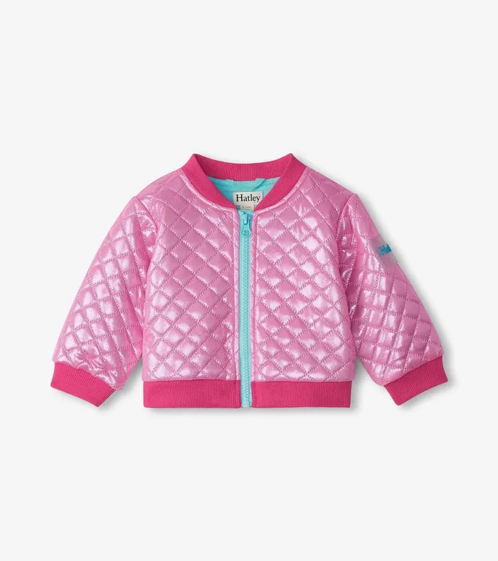 Hatley Baby and Toddler Girls Rose Violet Metallic Bomber Jacket Baby and Toddler Sweaters