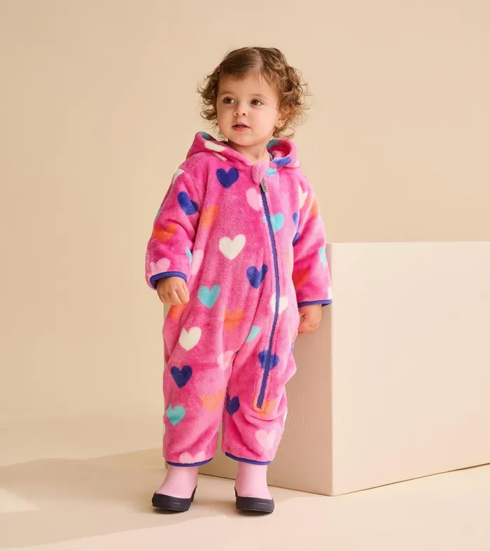 Hatley Baby Girls Hearts Fleece Suit Baby and Toddler Sweaters