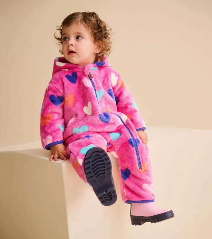 Hatley Baby Girls Hearts Fleece Suit Baby and Toddler Sweaters