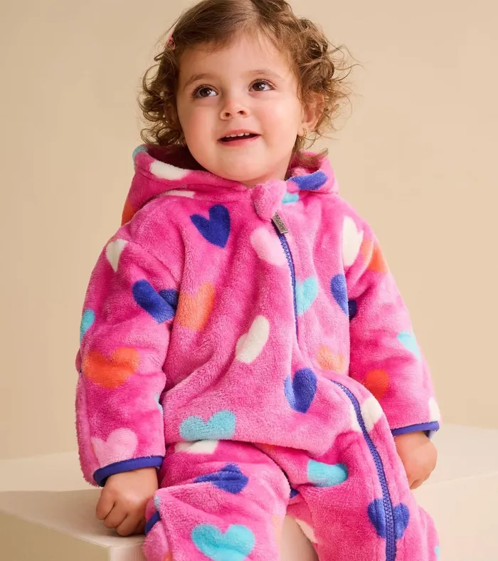Hatley Baby Girls Hearts Fleece Suit Baby and Toddler Sweaters