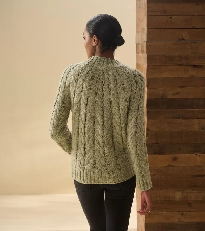 Hatley Dylan Cable Knit Sweater 8211 Moss Green Women Sweaters