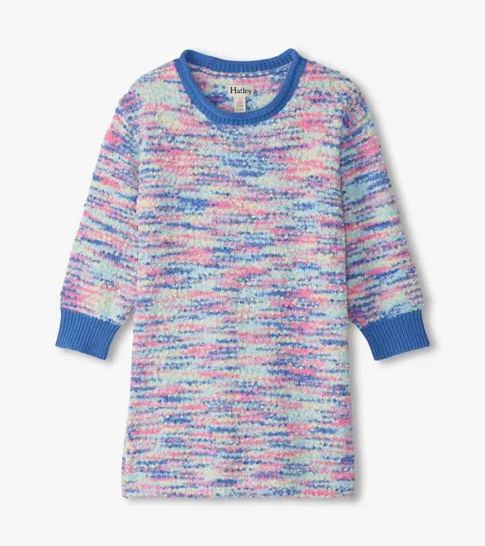 Hatley Girls Blue Boucle Sweater Dress Girls Dresses