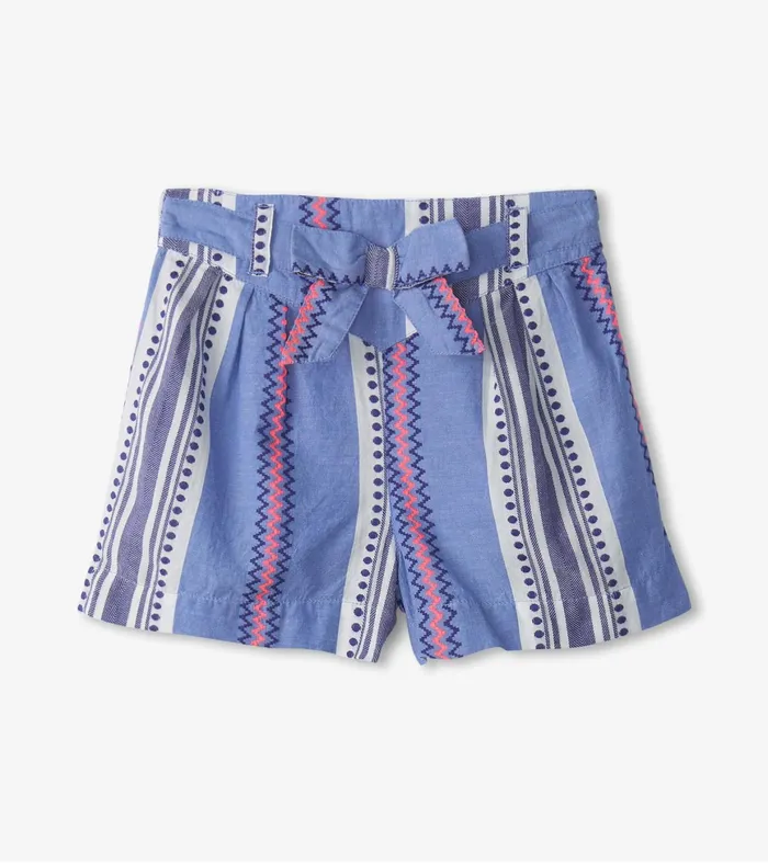 Hatley Girls Boho Stripe Paper Bag Shorts Girls Bottoms
