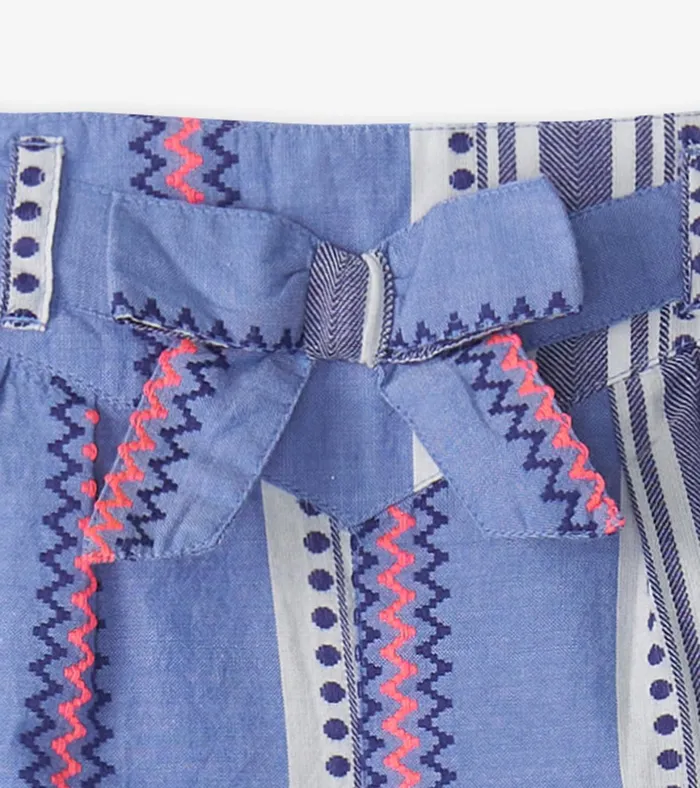 Hatley Girls Boho Stripe Paper Bag Shorts Girls Bottoms