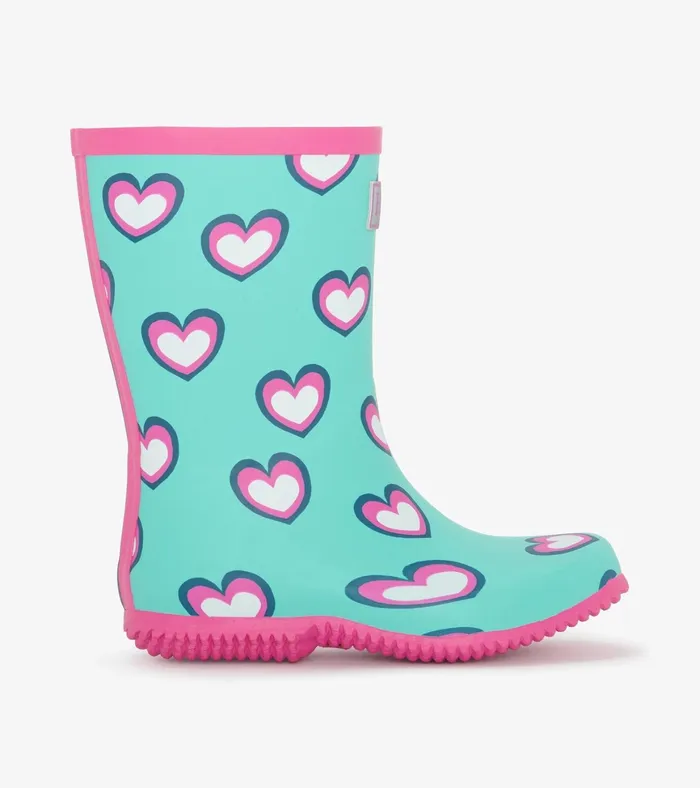 Hatley Girls Hearts Packable Rain Boots Girls Rainwear
