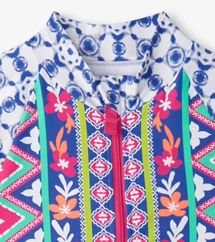 Hatley Girls Kaleidoscope OnePiece Rashguard Girls Swimwear