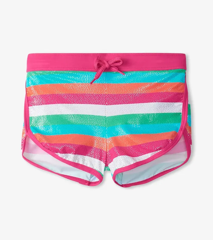 Hatley Girls Rainbow Palm Swim Shorts Girls Swimwear