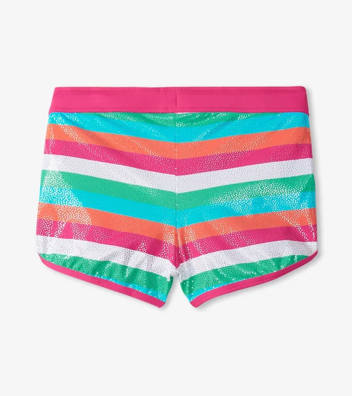 Hatley Girls Rainbow Palm Swim Shorts Girls Swimwear