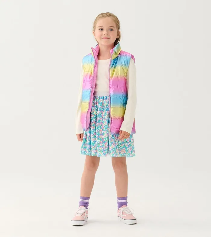 Hatley Girls Rainbow Shine Reversible Quilted Vest Girls Tops