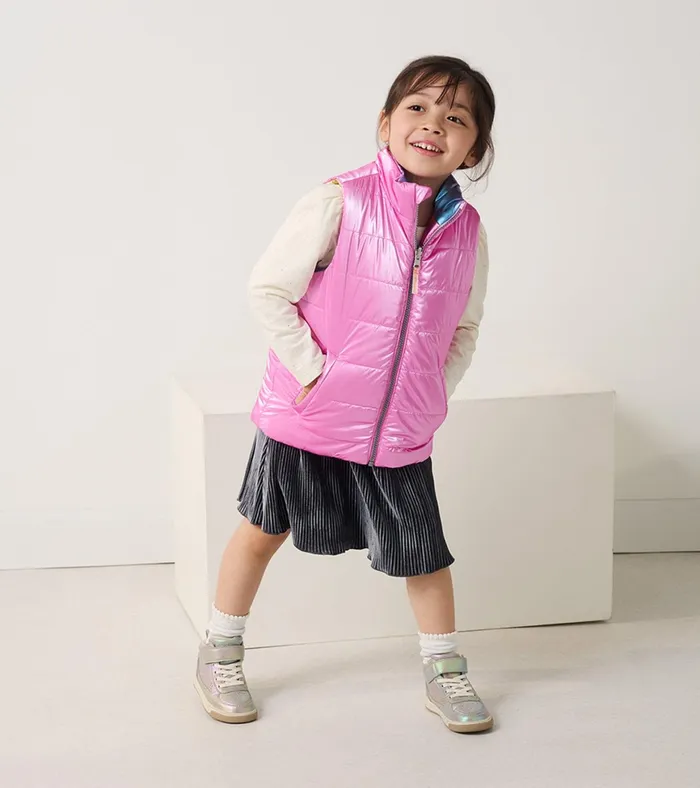 Hatley Girls Rainbow Shine Reversible Quilted Vest Girls Tops