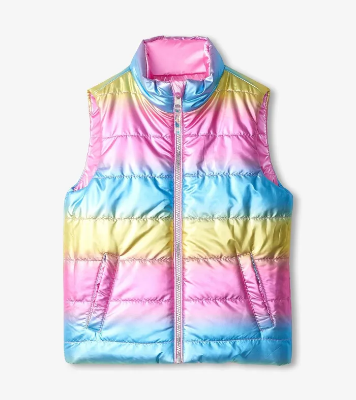 Hatley Girls Rainbow Shine Reversible Quilted Vest Girls Tops