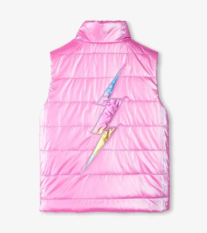 Hatley Girls Rainbow Shine Reversible Quilted Vest Girls Tops