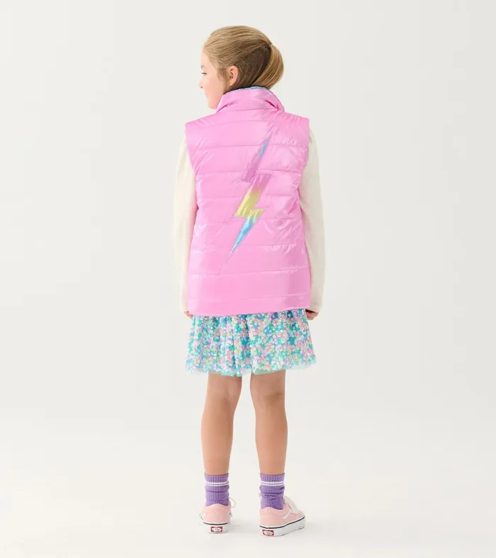 Hatley Girls Rainbow Shine Reversible Quilted Vest Girls Tops