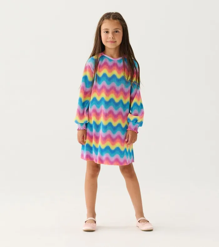 Hatley Girls Rainbow Wave Pleated ALine Dress Girls Dresses