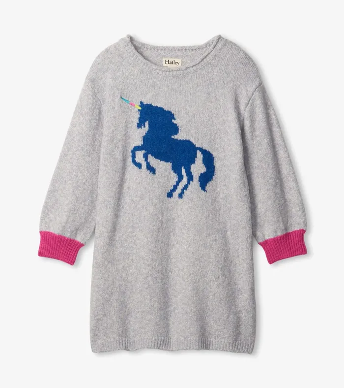 Hatley Girls Unicorn Sweater Dress Girls Dresses