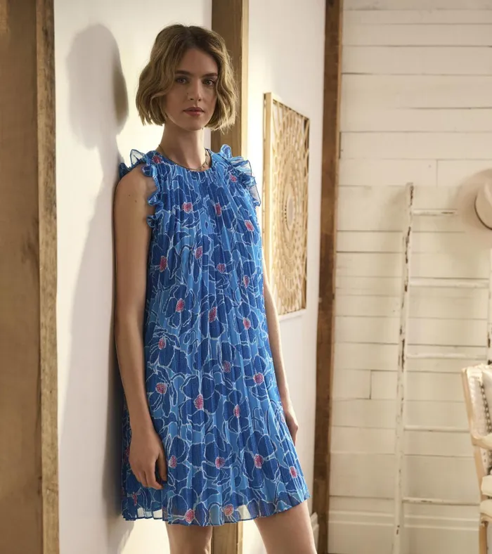 Hatley Pleated Dress 8211 Textured Poppies Women Dresses