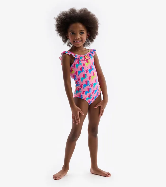 Hatley Rock Star Unicorn Ruffle Sleeve Swimsuit Girls Swimwear