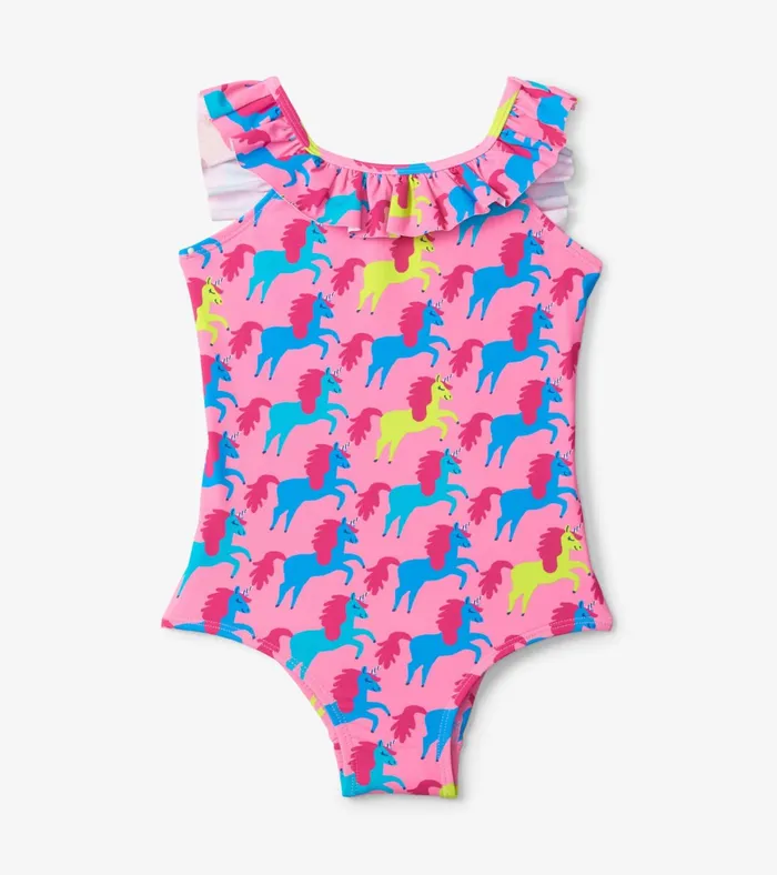 Hatley Rock Star Unicorn Ruffle Sleeve Swimsuit Girls Swimwear