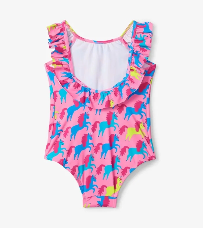 Hatley Rock Star Unicorn Ruffle Sleeve Swimsuit Girls Swimwear