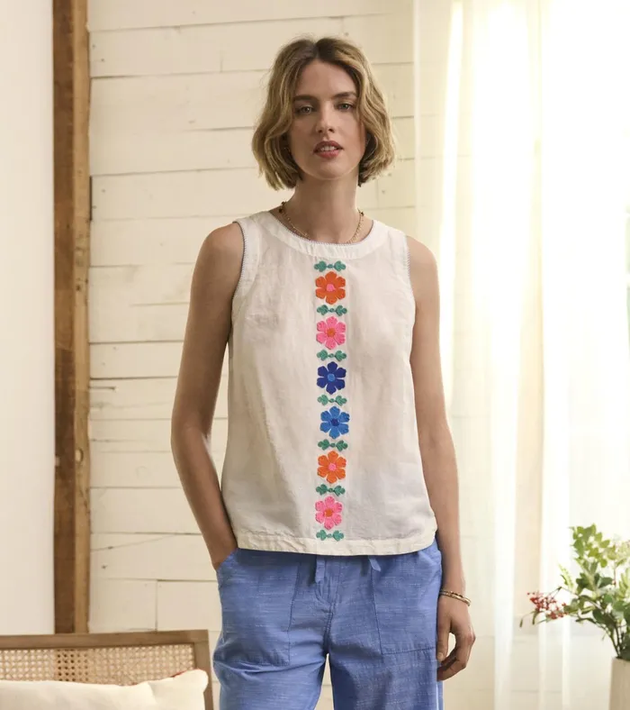 Hatley Tessa Tank Top 8211 Embroidered Flowers Women Tops